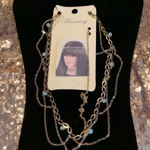 Gold head chain with opal beading